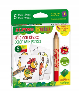 KX6057 Alpino ceruzky pastelky hrubé 6 farieb + karty