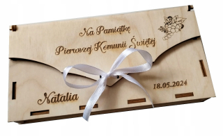 Pokladnička Obálka KOMUNIÓN Darčekový suvenír s rytím srdca