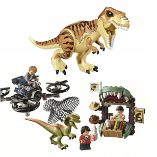 Jurský svet - JURASSIC WORLD DILOFOSAUR BLOKY NA SLOBODE + REX