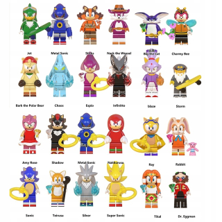 SONIC hračky - Super Sonic Bricks The Hedgehog Mascot 24ks