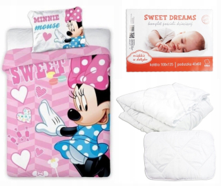 Minnie Mouse - Deka vankúš posteľné prádlo 100x135 myš minnie mini