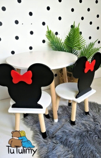 Minnie Mouse - Súbor nábytku pre deti, vysokú stoličku a miki tabuľku