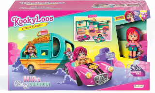KookyLoos Bábika Mia s Kooky Caravan Auto Kempovanie