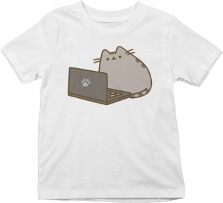 Pusheen - Tričko tričko XL - Pushen s notebookom