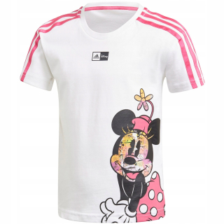 Detské tričko adidas Little Girls Disney Minnie Mouse Tee bielo-ružové GM6922 140 cm