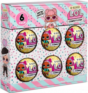 L.O.L. Surprise! Confetti Pop. Sada 6 guličiek s bábikami