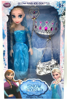 Elsa Frozen - Bábika elza veľká krajina ľadu + kabelka korunná žezlo