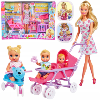 STEFFI bábika - Bábika steffi evi rodina Bobasy Trolley Simba Room