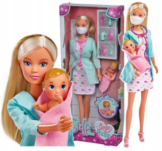 STEFFI bábika - Steffi Doctor Doctor + Bobasek príslušenstvo