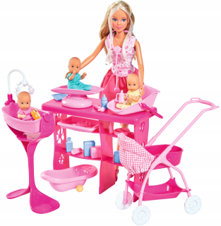STEFFI bábika - Steffi Doll Babysitter +3 Bobasy Rodina Simba
