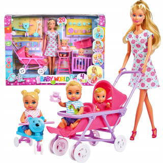 STEFFI bábika - Steffi Doll Detská izba Stroller Detská postieľka