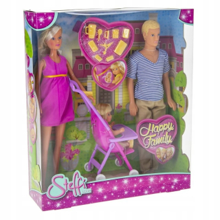 STEFFI bábika - Steffi bábika s rodinou Bobas Trolley