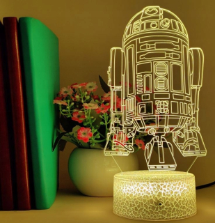 STAR WARS - 3D LED STAR WARS R2-D2 Lampa Film Nočné svetlo