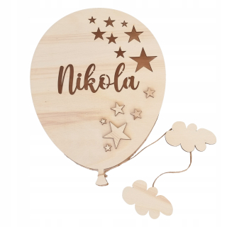 Detské nočná lampa - LED žiarovka Balón Názov darček pre dieťa