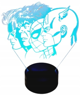 Nočné svetlo 3D LED Superheroes Multicolor Pilot USB