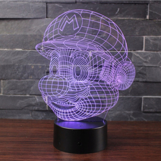 Super Mario - Nočná lampa 3d. Optická ilúzia. Mario Bros