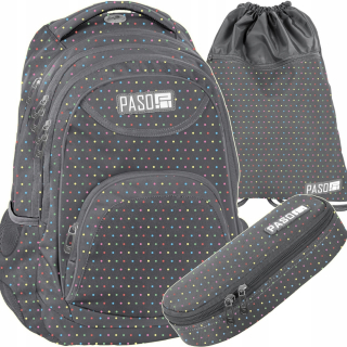 Školská taška - batoh, set, zostava - Light Backpack Youth School Set Grey Paso