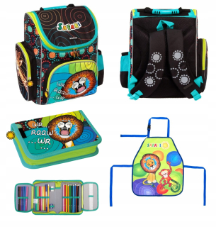 Aktovka školská taška - Lion s Lion School Bag ceruzkou pre chlapca