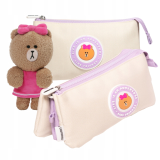 Peračník - Linka priatelia ceruzka puzdro 3 komory + maskot teddy bear choco