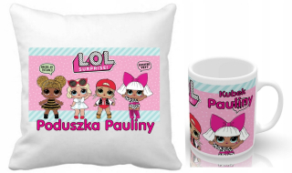 Bábiky LOL - Lol l.O.L. Podpora vankúš vankúš + hrnček + názov