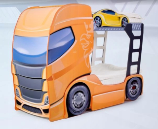 TRANSFORMERS - Dvojpodlažné posteľ s šatníkom - oranžová