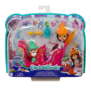 ENCHANTIMALS - Bábika ENCHANTIMALS + ZIMNÉ VOZIDLO SANIE MATTEL
