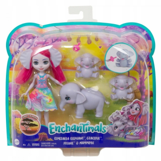 ENCHANTIMALS - Bábika enchantimals rodina wielopak slon esmeral