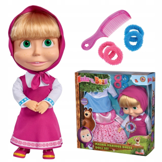 Máša a medveď - Masha bábika s melódiou a šaty 30cm set