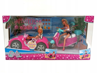STEFFI bábika - Steffi Doll 2 Bábiky Cabriolet Scooter Simba