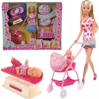STEFFI bábika - Steffi bábika mama s detským dieťaťom