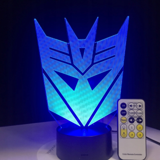 TRANSFORMERS - 3D lampy transformátory 7 farieb Marvel + pilot