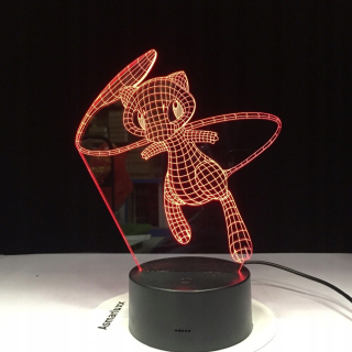 Pokémoni - 3D nočné lampy Mew 7 Farby Pokemon Go + Diaľkové ovládanie