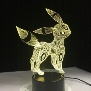 Pokémoni - Nočné svietidlo 3D Umbreon 7 Farby Pokemon Go