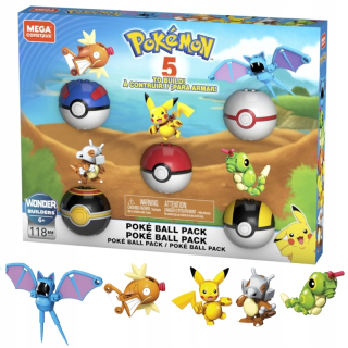 Mega Construct Pokémon kocky tréner sada - 5 balenie Poke Balls