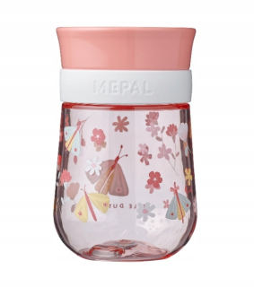 Mepal Mio Flowers & Butterflies tréningový pohár 300 ml ružový