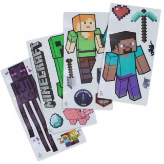 MINECRAFT  - Minecraft steny samolepky xl 19ks creeper steve