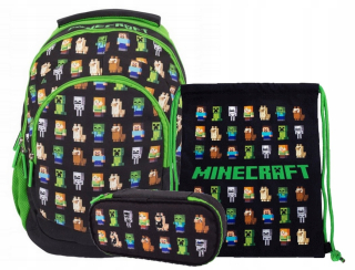 Školská taška - batoh, set, zostava - Minecraft School Batchpack Set pre priateľa