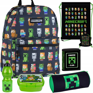 Školská taška - batoh, set, zostava - MINECRAFT BACKPACK SET CASE CASE BAG BAG BAG