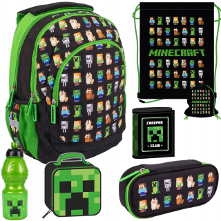 Školská taška - batoh, set, zostava - SADA MINECRAFTOVÝCH BATOHOVÝCH TAŠIEK BAG BAG PENĚŽENKA