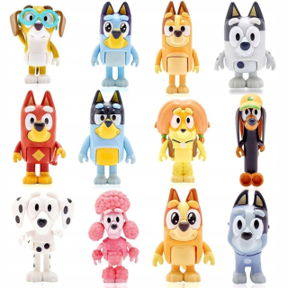 Bluey a Bingo: súprava 12 figúrok rodiny a priateľov