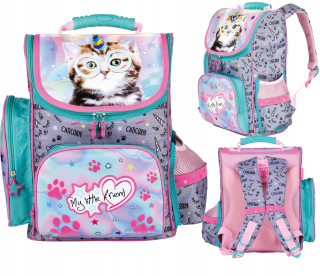 Aktovka školská taška - Môj malý priateľ Školská taška Bathpack Cat Tim + Free