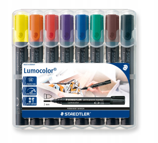Trvalý marker lummolor, okolo 8 farieb