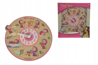 Máša a medveď - Masha. Puzzle s rukovätimi hodín