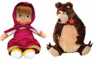 Máša a medveď - Masha a medvedí bábika Masha + medvedík 28 cm