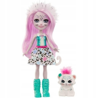 ENCHANTIMALS - Mattel enchantimals bábika + zasnežený leopard