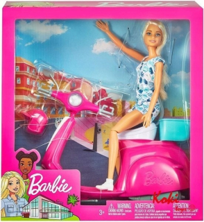 Barbie -  Mattel GBK85 Barbie Bábika + Scooter