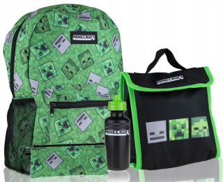 Aktovka školská taška - MINECRAFT ORIGINÁLNY SET ŠKOLA BACKPACK + PRÍSTUPY