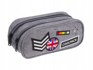 Školské puzdro na ceruzky Coolpack Clever Badges Grey 89555CP č. A404