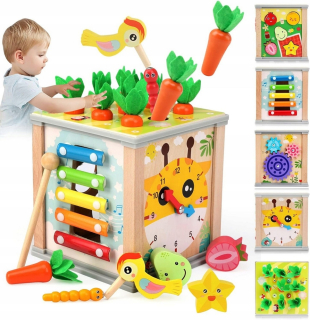 Multifunkčná Montessori drevená hračka 6v1