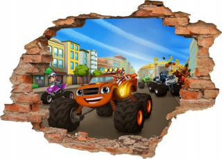 Blaze a Monster autá - Nálepka, Blaze a Megamaszyn 3D Hole
